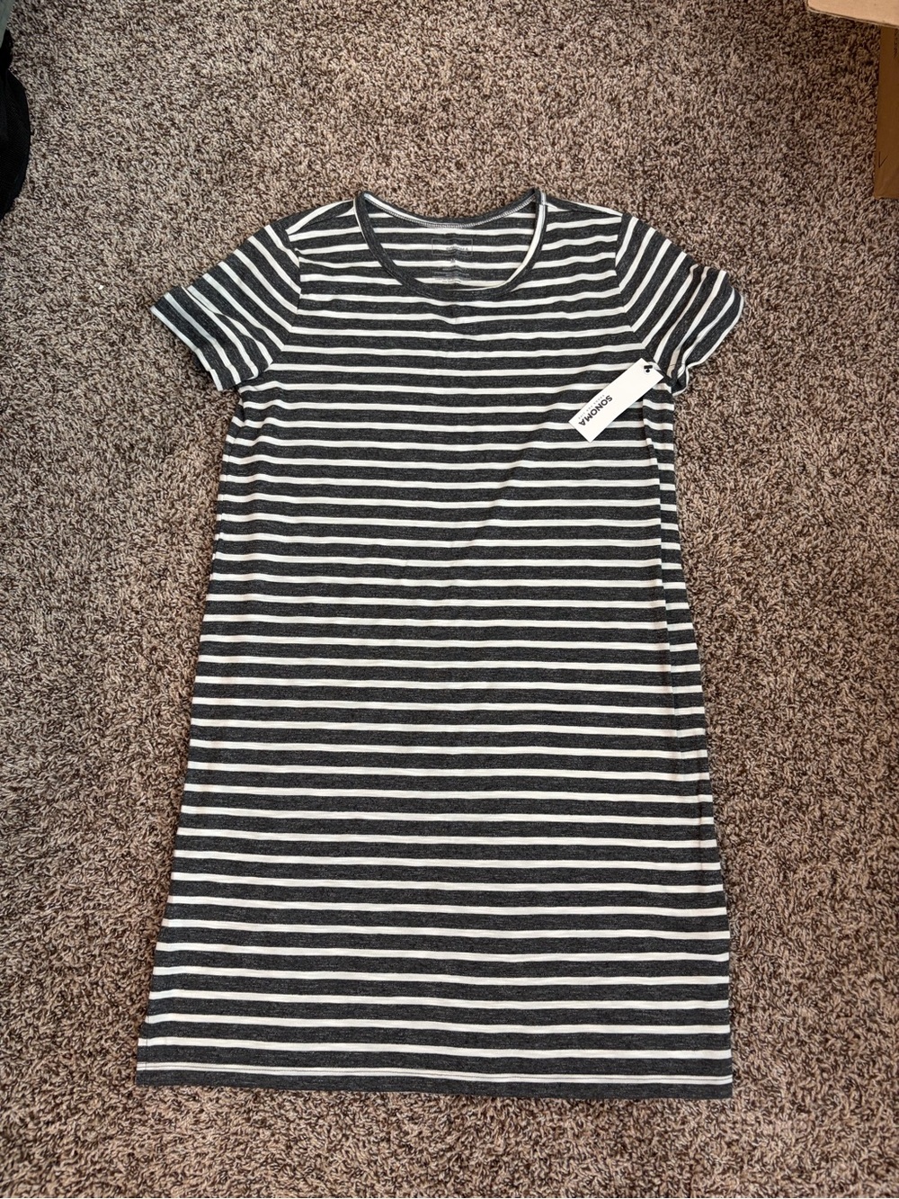 Sonoma Black and White Striped Scoop-Neck Tank Dress